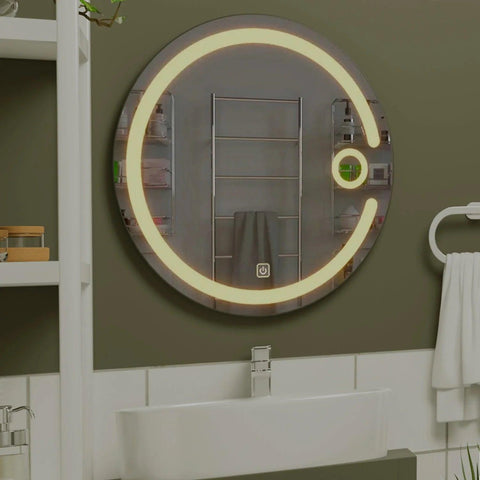 Modern Desinger Illuminating Lunar Bathroom Mirror With LED - Decor Mantra 