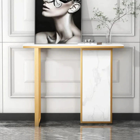 Modern Opulence White Marble Gold Console Table - Decor Mantra 