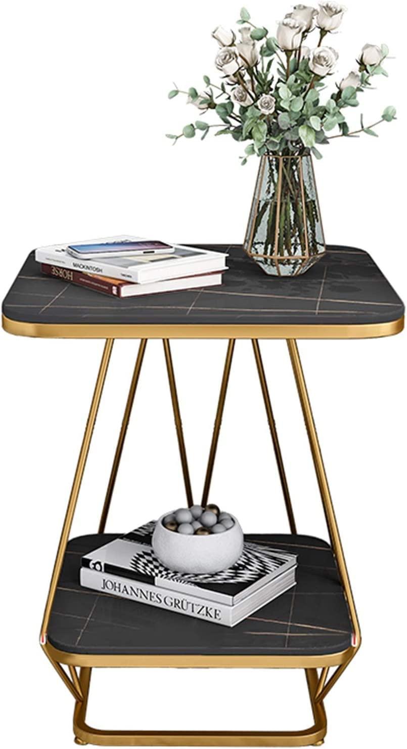 Modern Square Shaped Creative Artistic Golden Metal Finish with Black Marble - Decor Mantra 