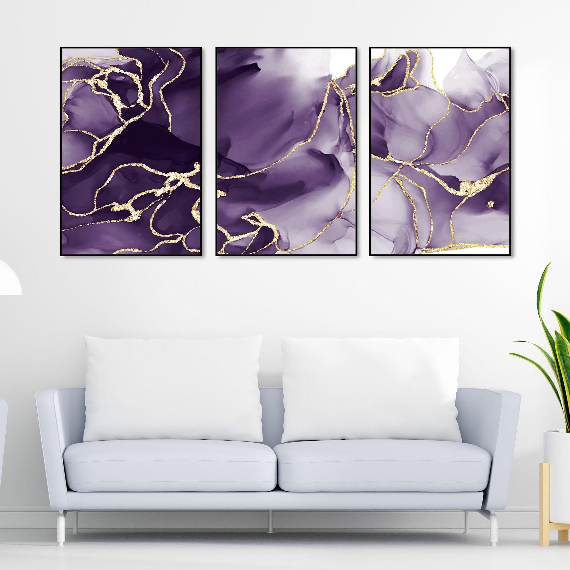 Unique Pattern Floating Canvas Wall Painting Set of Three - Decor Mantra 