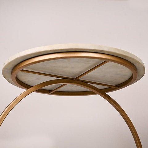 Premium Golden Halo Classic Metal Side Table - Decor Mantra 