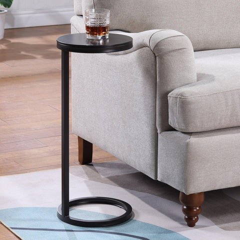 Ring Base Black Marble Designer Side Table - Decor Mantra 