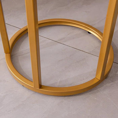 Rounded Shaped Golden Metal End Side Table - Decor Mantra 