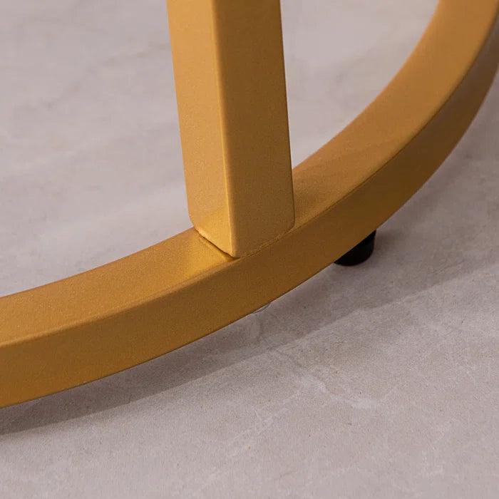 Rounded Shaped Golden Metal End Side Table - Decor Mantra 