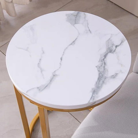Rounded Shaped Golden Metal End Side Table - Decor Mantra 