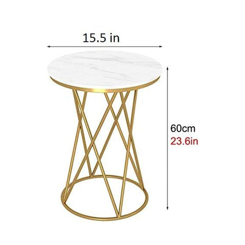 Rounded Side End Designer Golden Metal Finish Side Table - Decor Mantra 