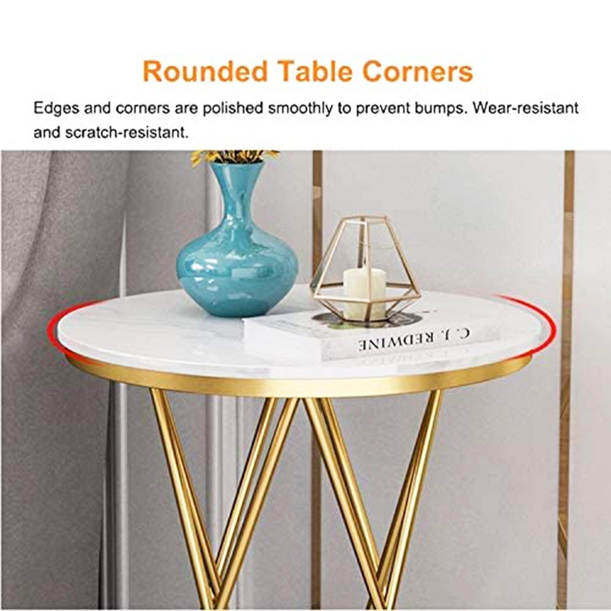 Rounded Side End Designer Golden Metal Finish Side Table - Decor Mantra 