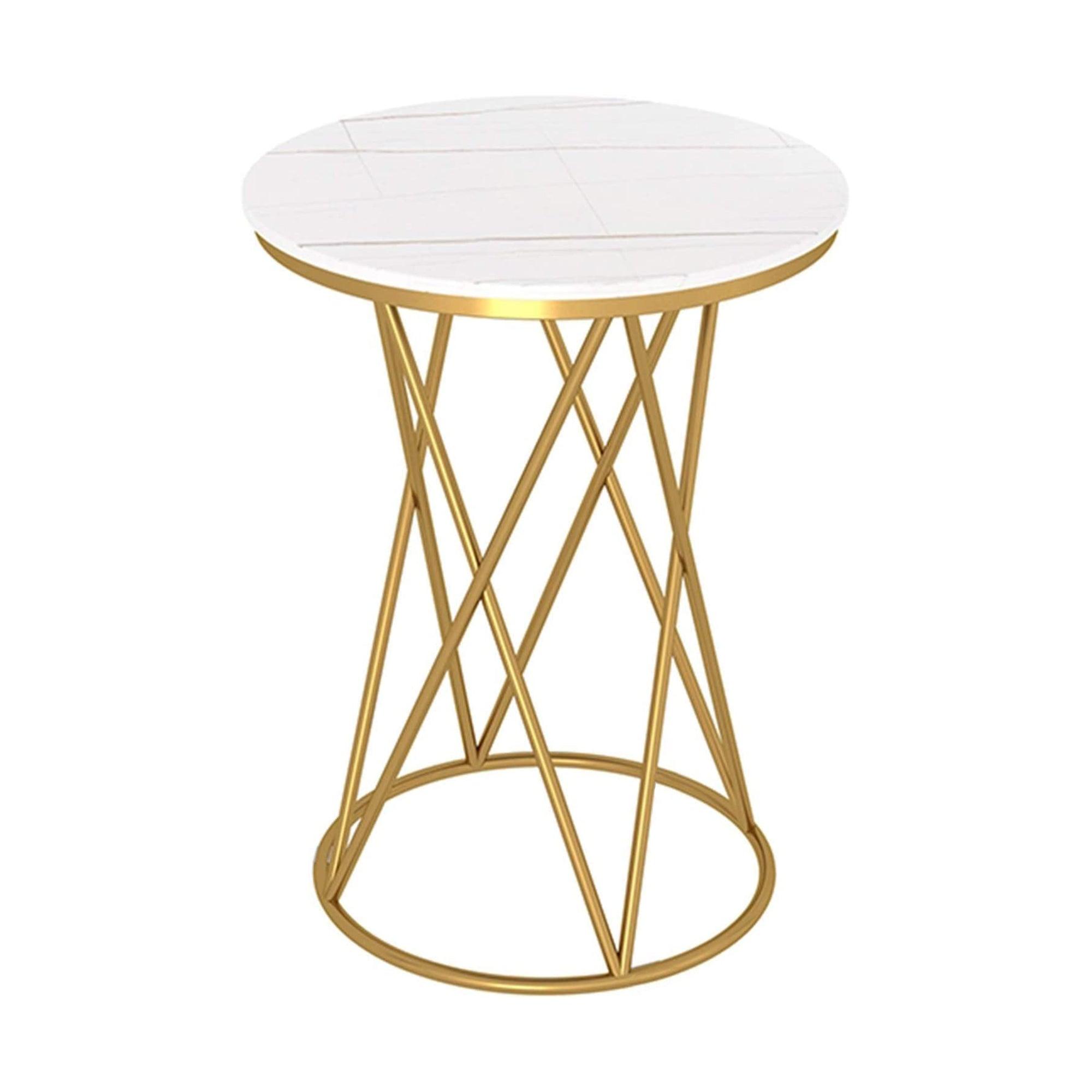 Rounded Side End Designer Golden Metal Finish Side Table - Decor Mantra 