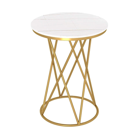 Rounded Side End Designer Golden Metal Finish Side Table - Decor Mantra 