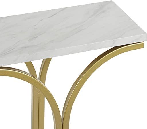 Sleek Entryway Elegance Rectangular White Marble Console Table - Decor Mantra 