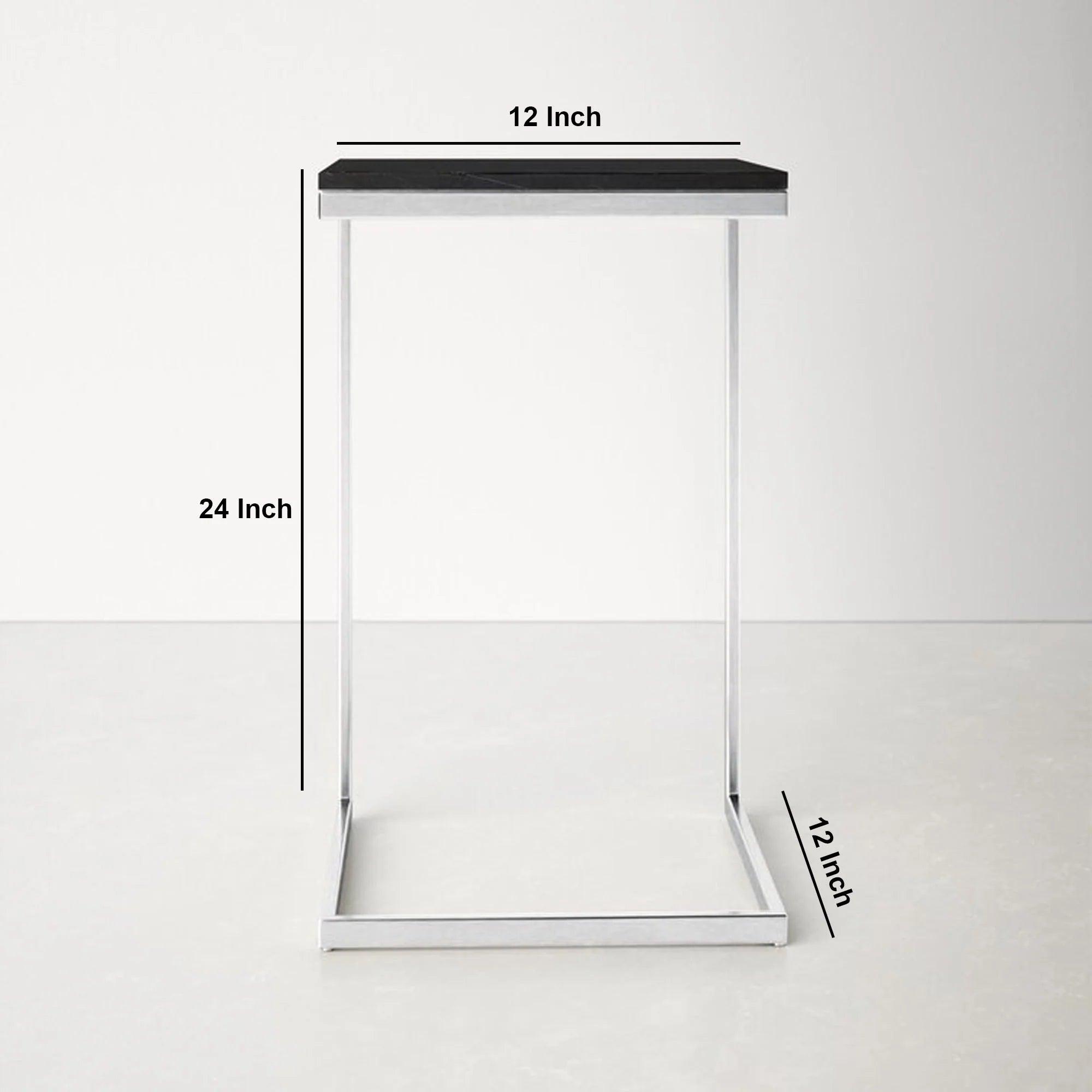 Square Black Marble Modern Designer Side Table - Decor Mantra 