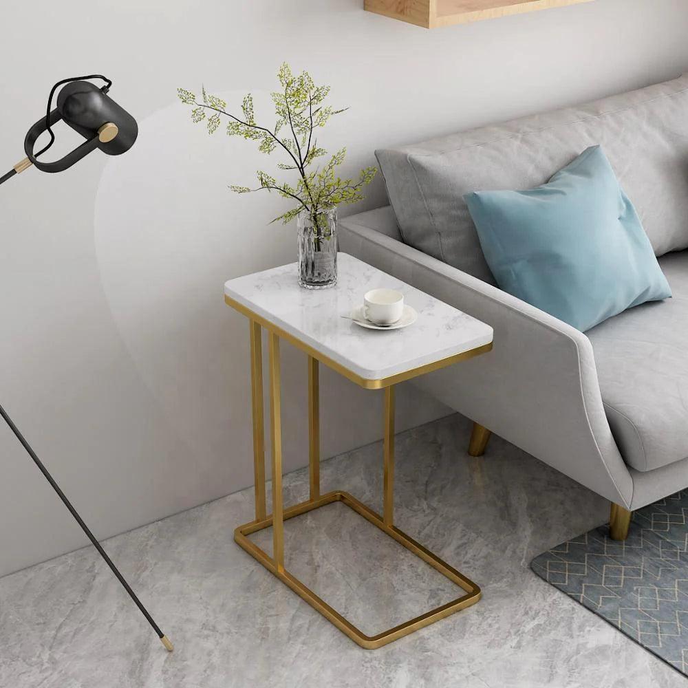 Suspended Styler Golden Metallic Side Coffee Table - Decor Mantra 