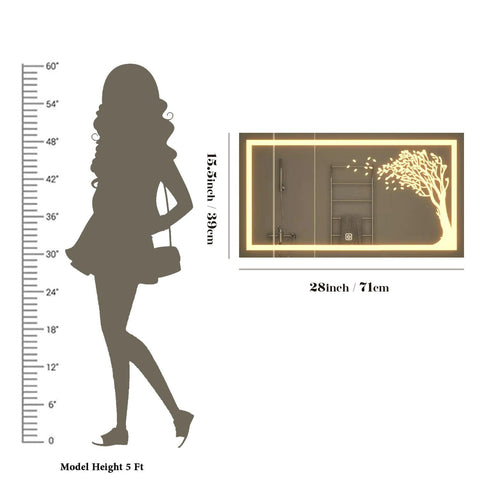 Beautiful Autumn Tree LED Rectangular Shape Bathroom Mirror - Decor Mantra 