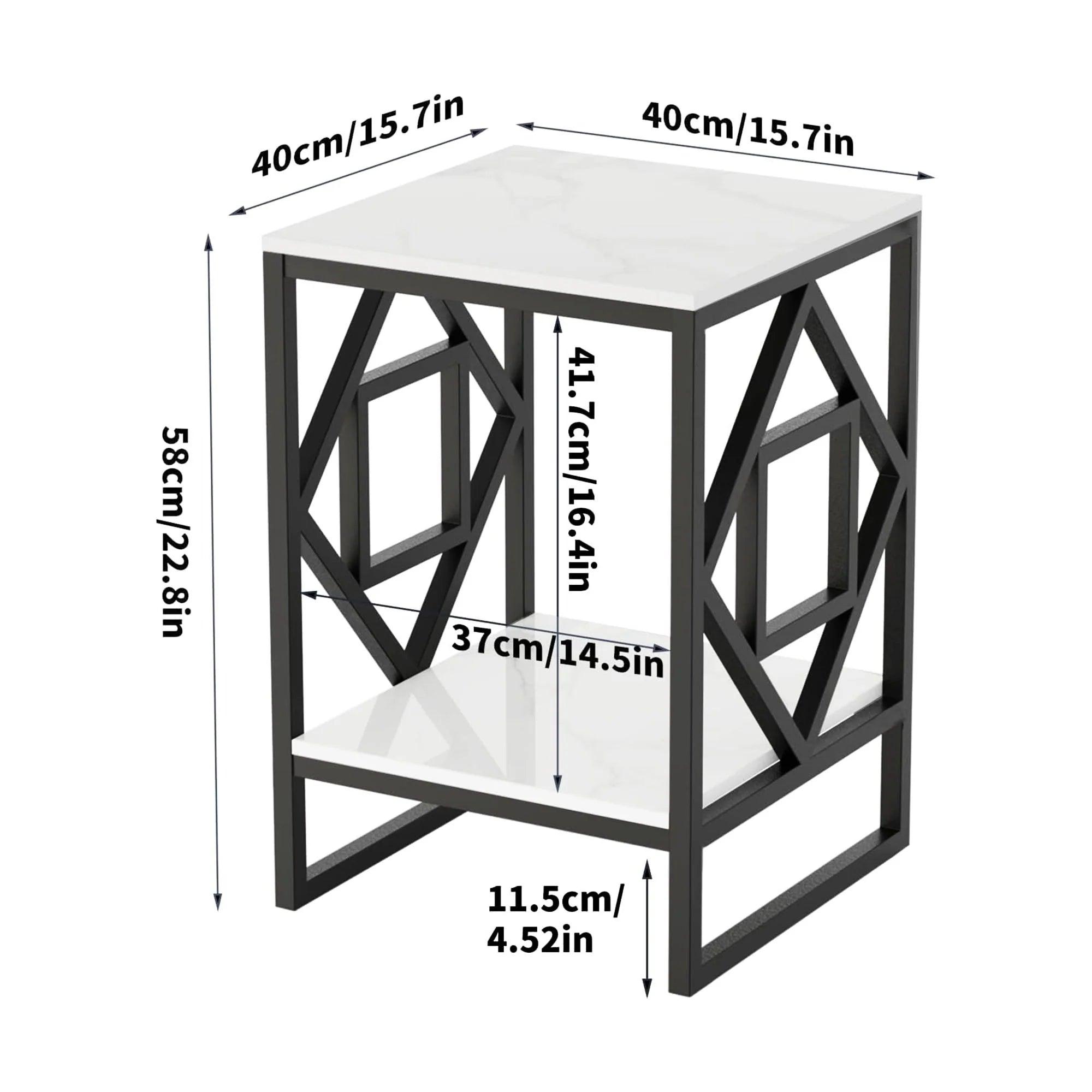 2-Tier Square Shape Modern Designer End Side Table - Decor Mantra 