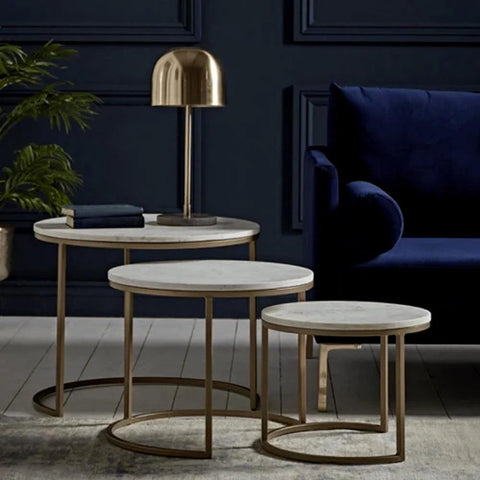 Trio Golden Premium Coffee Tables Set of 3 - Decor Mantra 