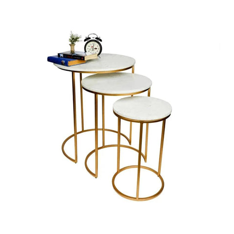 Trio Golden Premium Coffee Tables Set of 3 - Decor Mantra 