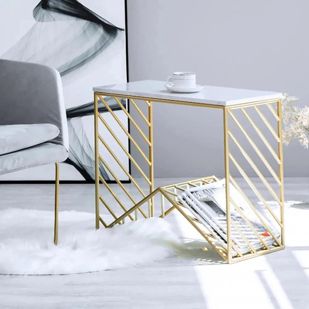 W-Base White Marble Top Console Table - Decor Mantra 