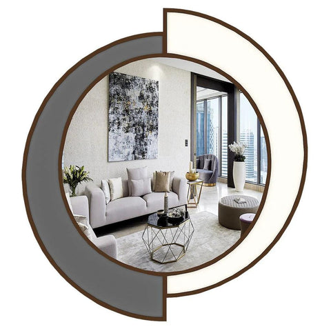Yin Yang Style Decorative Wooden Vanity Mirror - Decor Mantra 